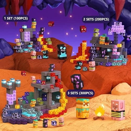 GobiDex Magnetic Blocks Building Toys STEM Sensory Toys for 3+ Year Old Boys Girls, Game-Based Build Magwonder Cave World with Zomblock, Magnet Construction Gift for Birthday - Thumbnail 2