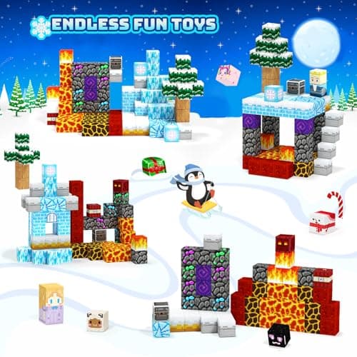Titoclar Winter Christmas Magnetic Blocks for Kids Ages 3-10 - Magnetic Building Tiles - STEM Educational Sensory Toys for Kids Ages 3-5 4-8, Holiday Birthday Gift for Girls & Boys - Thumbnail 3