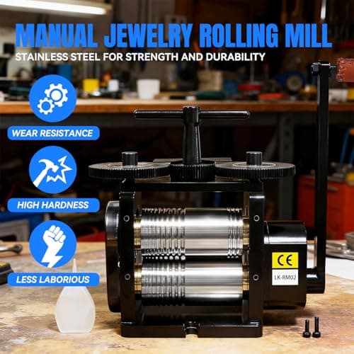 Lakimi Rolling Mill - 5.11"/130mm Jewelry Rolling Mill Machine, Gear Ratio 4:1 Wire Roller Mill, 3-in-1 Multi-Function Rolling Mill, for Metal Jewelry Sheet Square Semicircle Pattern RM02A - Thumbnail 2