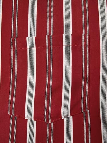 Hardaddy Men's Classic Color Contrast Striped Shirt Long Sleeve Casual Button Down Shirts Blouse Wine Red 3XL - Thumbnail 4