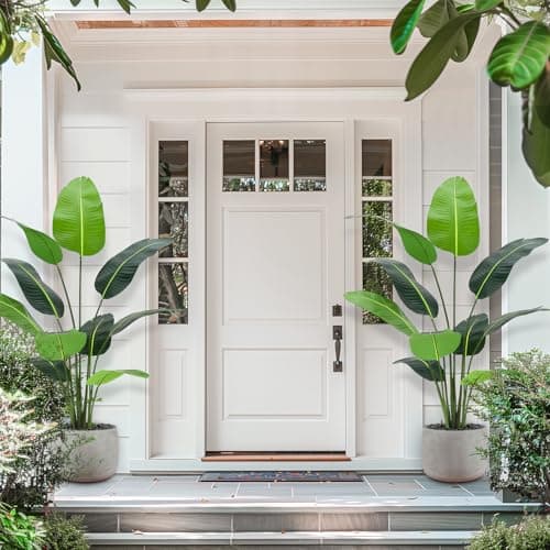 Plastic Artificial Bird of Paradise Plant 5 ft (60 in) Fake Palm Tree for Indoor Outdoor Modern Decor Faux Plants for Home Office Perfect Housewarming Gift with 10 Trunks Faux Leaves 2 Pack - Thumbnail 2