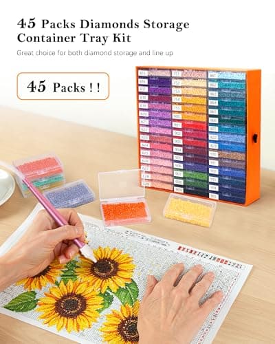 Diamond Art Storage for Beads Storage&Line-Up, 45 PCS 2-in-1 Diamond Painting Storage, Convex Point Bottom Design Diamond Art Accessories with Lids for Diamond Painting Crafters - Thumbnail 2