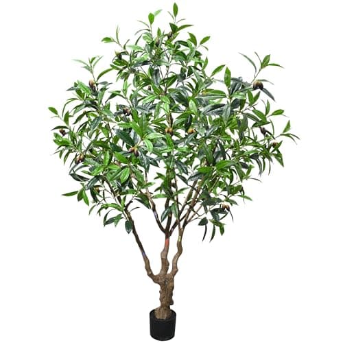 ZSENENT 7.5ft Large Realistic Artificial Olive Tree with Olives - Premium Silk Mediterranean Faux Tree with Bendable Branches & Sturdy Base for Indoor Outdoor Farmhouse Office Decor - Thumbnail 2