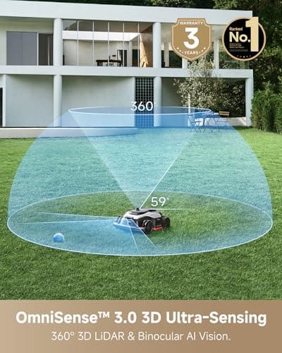 DREAME LiDAR 3500 Robot Lawn Mower A3 AWD Pro Wire Free No RTK, 4WD for 38.7° Slopes, Dual AI Vision Robotic Lawn Mowers,Dual-Disc Cutting 15.8" Width, Smart Zero-Edge, App Control for 0.87 Acre - Thumbnail 4