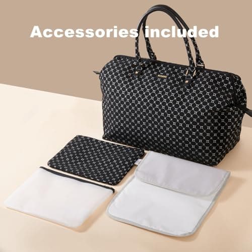 Sunveno Mommy Bag for Hospital, Large Maternity Weekender for Labor and Delivery, Stylish Travel Tote with Organizer Pouches & Changing Pad, Overnight Bag for Mom and Baby Essentials, Black Classic - Thumbnail 4