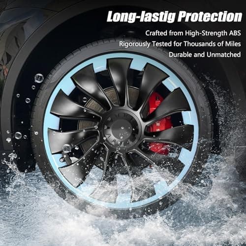 Wheel Rim Protect for Tesla Model Y 21" (2020-2024), Easy-Install Hubcaps Induction Wheel Cover, Scratch-Resistant Car Tire Trim Rings, Stylish Giftable, Glacier Blue 4Pcs Model Y Accessories - Thumbnail 4