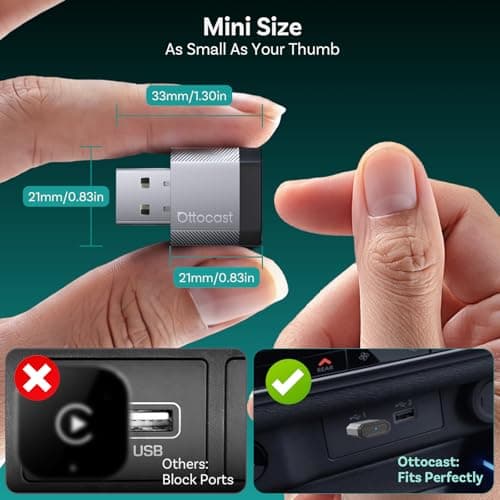 OTTOCAST Mini Nova Wireless CarPlay & Android Auto Adapter, 2-in-1 Convert Wired to Wireless, Plug & Play, Fast Auto Reconnect, Compact Mini Design for iPhone iOS 10+ & Android 11+ - Thumbnail 6
