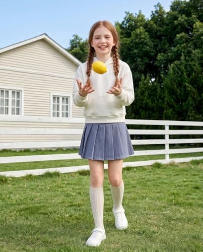 Pleated Skort for Girls School Uniform Skirts A-Line Blue Tennis Skorts - Thumbnail 6