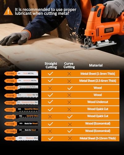 50PCS T Shank Jigsaw Blades Set - BGTEC HCS/HSS Jig Saw Blades for Wood, Plastic and Metal Cutting(T119B*5-T119BO*5-T101BR*10-T144D*10-T244D*5) - Thumbnail 5