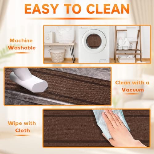 Stair Treads for Wooden Steps Indoor,Carpet Stair Treads Non-Slip,Machine Washable Stair Runners for Kids Elders and Pets,Brown,8"x30",7 Pieces - Thumbnail 5