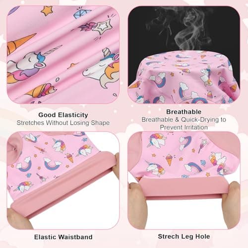 MOEMOE BABY Toddler Swimsuit Boys Girls Rash Guard Swim Diapers Set Kids Bathing Suit 2 Pieces Quick Dry UPF 50+ 3 Years Pink - Thumbnail 4
