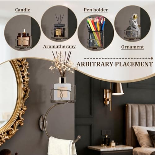 Antique Bronze Hand Towel Holder for Bathroom Wall, Metal Sturdy Wall-Mounted Towel Hook with Rustic Candle Holder, Rustproof Hand Towel Ring/Racks/Hanger for Farmhouse, Kitchen and Bedroom Decor - Thumbnail 2