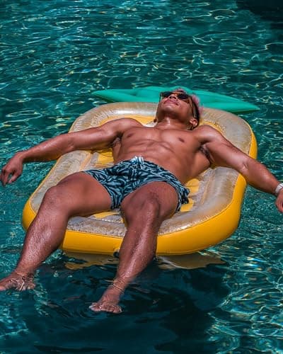 Turnshine Mens Swim Trunks 7" Quick Dry Bathing Suits with Mesh Lining Printed Board Shorts Swimwear Pink Shark Small - Thumbnail 2