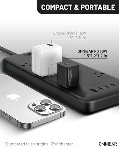 OMNIBAR 30W USB C Charger Block, GaN Type C Wall Charger Block, PD3.0 PPS USB-C Power Adapter, Compact iPhone Charger Fast Charging for iPhone 17/16/15, Samsung Galaxy S25/S24/S23, Pixel 10/9/8, Black - Thumbnail 4