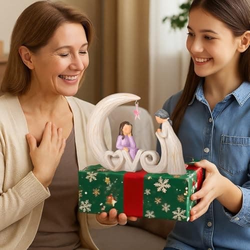 VOFSTAND for Mom from Daughter Son, Mother Daughter Figurine Gift, I Love You to The Moon and Back Statue, Birthday for Mom, Sentimental Home Decor - Thumbnail 6