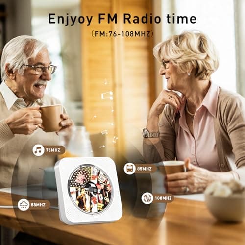 SKYANS CD Player Portable with Bluetooth 5.1 & HiFi Speakers, CD Players for Home with Remote Control & LCD Display, CD Music Player Supports CD/USB/TF Card/FM Radio/AUX/Headphone Jack - Thumbnail 6