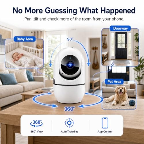 5G Indoor Camera for Home Security, 2K Pet Camera with Phone App, 360° PTZ Indoor Camera for Baby MonitorDog Camera Motion Detection, 2-Way Audio, Night Vision, Cloud&SD Card Storage, Works w/Alexa - Thumbnail 4