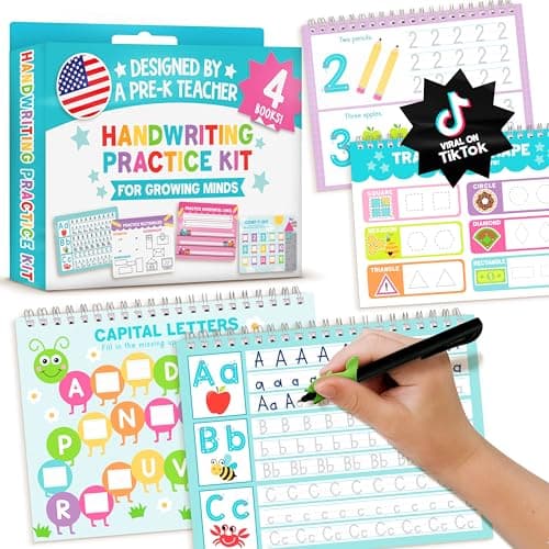 Hadley Designs Magic Grooved Writing Practice for Kids- Preschool Learning Activities, Letter Tracing for Kids Ages 3-5, Magic Book Handwriting Practice, Kindergarten Workbooks, Pre K Graduation Gifts - Image 1