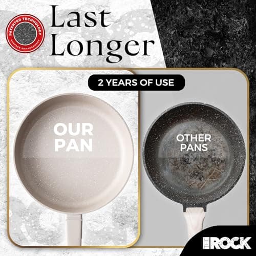 THE ROCK SOHO 8-Inch Non Stick Frying Pan with Lid–Nothing Sticks, Never Warps, Lasts Longer, Ceramic Non Toxic Skillet with Heat-Resistant Handle, PTFE PFOA & PFAS Free, Dishwasher Safe, Cream - Thumbnail 4