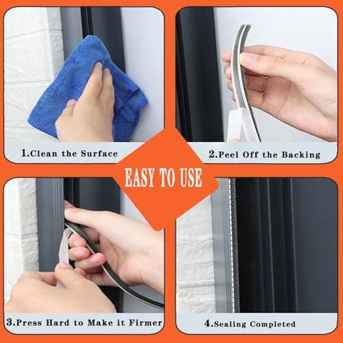 WEZKYLCG 40FT Self-Adhesive Weather Stripping for Doors and Windows, Insulation Soundproofing Door Draft Stopper Gap Filler for Sliding, Front, Exterior, Frames(0.35'' Wide X 0.2'' Thick) - Thumbnail 6