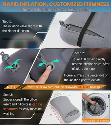 2 Packs Inflatable Neck Pillow for Beach Travel Camping Picnic Small Ultralight Cruise Ship Essentials Summer Vacation Must Have Travel Accessories Trip Necessities Stuff Thing Gift Supplies Gadget - Thumbnail 3