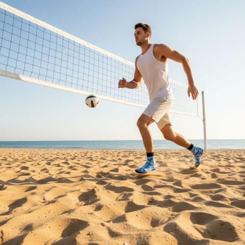 PLUSHSOX Sand Proof Beach Sport Socks with Kevlar Grip for Women Men - Ankle-Length Socks for Volleyball, Soccer, Paddleboarding, All-Day Comfort & Tournament Play, Blue Camouflage, L - Thumbnail 3