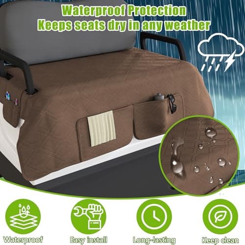 Eolzzi Golf Cart Seat Covers for EZGO, Club Car, Chestnut - Thumbnail 2