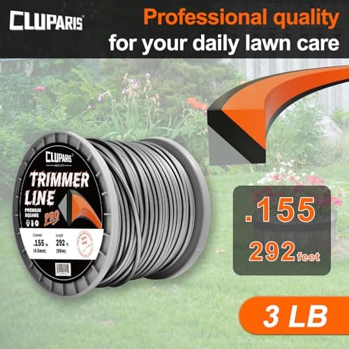 Cluparis .155-Inch Heavy Duty Trimmer Line, 3lb 292ft Professional Square Weed Eater String, 3-Component Tri-Extrusion for Extra Durability, Fits Echo Husqvarna Ryobi, with Super Line Cutter - Thumbnail 2