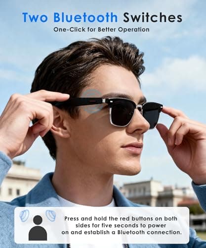 GLOSSIA AI Smart Glasses, Bluetooth Glasses for Men Women, Blue Light Smart Glasses, Hands-Free Calls, Music and Voice Control for Work/Study/Travel - Thumbnail 6