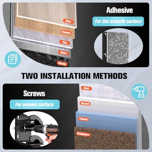 Hat Organizer for Baseball Caps 2Pack, Hat Rack for Wall with Strong Adhesive Hold up to 20 Hats, Hat Hanger Holder Display for Door Closet, Cap Organizer Storage Multilayer Two Mounting Option(Black) - Thumbnail 5