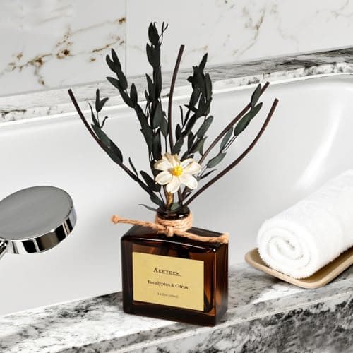 Aeeteek Reed Diffuser, Eucalyptus & Citrus Scented Oil Diffusers for Home with Dried Flowers, 3.4 Fl Oz Essential Oil Diffuser for Bathroom, Elegant Fragrance for Room Decor - Thumbnail 5