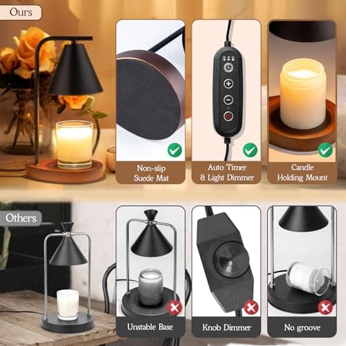 Marycele Candle Warmer Lamp with Timer Black, Birthday Gifts for Women Men, House Warming Gifts New Home Decor Aesthetic Black Walnut, Electric Dimmable Wax Melt Warmer for Jar Candles - Thumbnail 4