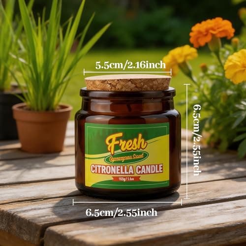 STRN Citronella Candles Outdoor, Citronella Scented Candle, Summer Indoor Soy Wax Candles, Glass Candle for Backyard Home Garden Patio Occasions, 20-Hour Burn Time, 10.5OZ(3 Packs) - Thumbnail 5