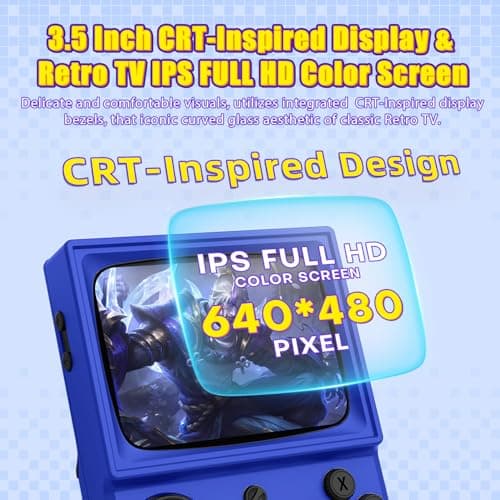 R36T Retro Gaming Console, 3.5''IPS Screen CRT-Inspired, Handheld Game Console 64GB with 18000+ Classic Games Supports WiFi Networked Fighting and OTG,with Portable Case(Dark Blue 64GB) - Thumbnail 3