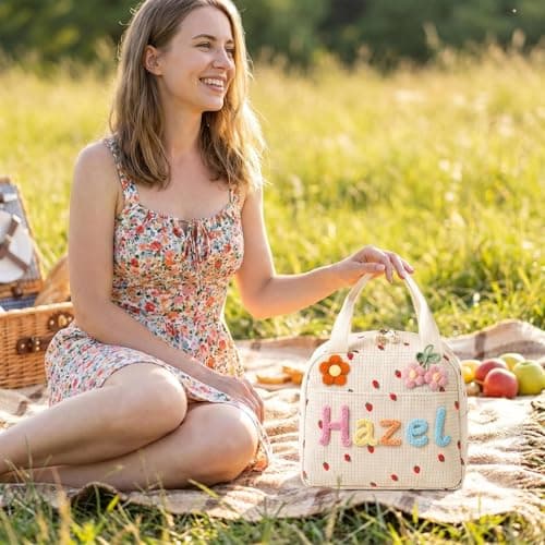 Personalized Corduroy Lunch Bag with Custom Name Insulated, Leakproof, and Reusable. Features Aluminum Foil Lining. Lightweight, Foldable, and Large Capacity Lunch Tote for Work, Office, or Picnic. - Thumbnail 3