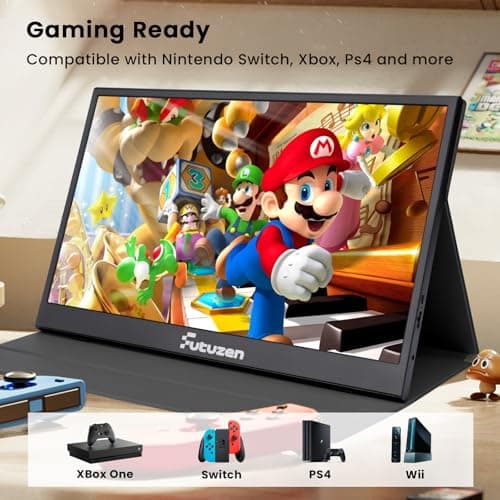 Futuzen Portable Monitor 15.6inch 1080P FHD Second External Monitor for Laptop/MacBook/Phone, Office & Travel Monitors with Dual USB-C/Mini HDMI Ultra-Light with Leather Cover & Speakers HDR Plug&Play - Thumbnail 3