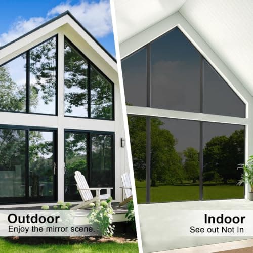 One Way Privacy Window Film,Sun Blocking Window Film with 3 Tools, Heat & UV Blocking Window Tint Film for Home, Easy Install DIY Office Window Covering See Out Not in (17.5 x 78.7 Inch, Black) - Thumbnail 2