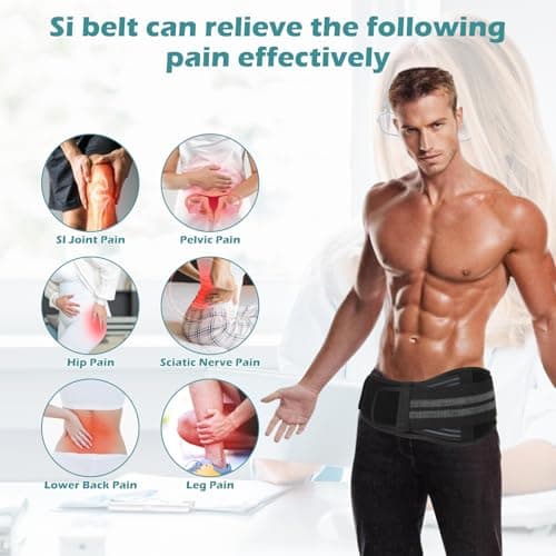 Powerful SI Joint Belt for Women and Men,Adjustable Sacroiliac Belt for Relief Sciatic,Pelvic,Lower Back,Leg and Sacral Nerve Pain,Strong Hip Brace for Trochanteric Bursitis,Sacrum Pain(Medium) - Thumbnail 2