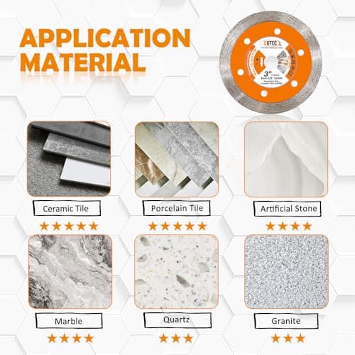 Diamond Tile Cutting Disc - BGTEC 3PCS Ceramic Tile Saw Blade 3 inch with 3/8 inch Arbor Continuous Toothing for Porcelain Ceramic Granite Marble Tile Granite - Thumbnail 4