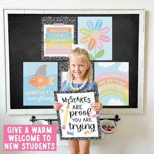 Welcome Sign for Classroom -13 Motivational Posters for Classroom Decor, Welcome Bulletin Board Set, Inspirational Posters, Positive Affirmations Wall Decor, Pastel Welcome Back to School Decorations - Thumbnail 5
