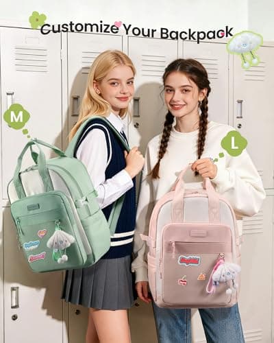 LOVEVOOK School Backpacks for Teen Girls Fits 15.6" Laptop, Lightweight Middle High School Bookbag with Large Bottle Holder for Kids, 30L Cute College Backpacks for Students Back to Schools,Pink - Thumbnail 2