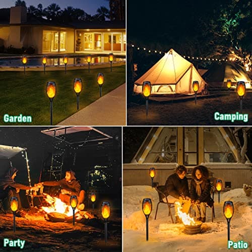 IkeeRuic Solar Lights Outdoor, Solar Torch Light with Flickering Flame for Outdoor Decor, Solar Garden Lights, Waterproof Outdoor Lighting, Flame Torches for Outside Patio Pathway Yard Decorations - Thumbnail 2