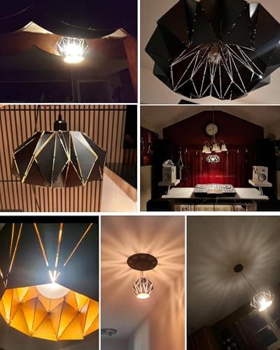 Omgomne Industrial Black Pendant Lights Kitchen Island,11.8" Metal Dome Hanging Lighting Fixture Modern Wire Cutting Hollow Out Chandelier for Dining Living Room Bar Counter Restaurant,E26 - Thumbnail 3