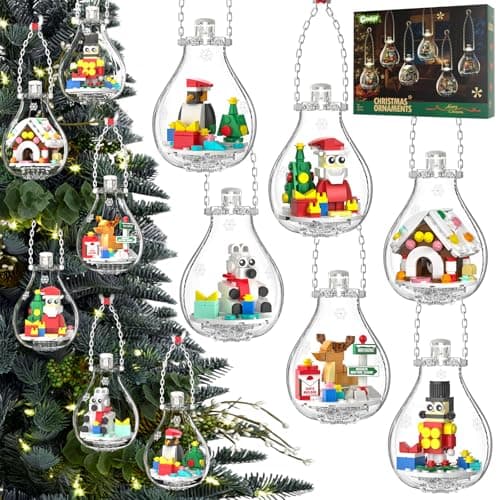 2026 Light-Up Christmas Ornament Building Kit — 647 PCS Holiday Building Blocks Set for Kids and Adults, Featuring Gingerbread House, Santa, Reindeer, Polar Bear, Nutcracker Soldier & Penguin - Image 1