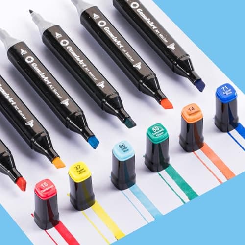 GenuisArt Alcohol Markers, Chisel & Fine Dual Tips,Paint Markers For Coloring, Drawing, Sketching, Card Making and DIY Patinting- Perfect for Adults and Kids (Black Barrel, 168) - Thumbnail 5