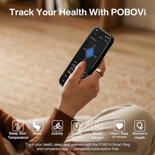 POBOVi Gen 2,Smart Ring for Women Men,Monitoring of fingertip Skin Temperature and Respiratory Rate During Sleep,Heart Rate/Sleep/HR/Women's Health Tracker, iOS & Android Compatible (Rosegold, 12) - Thumbnail 3