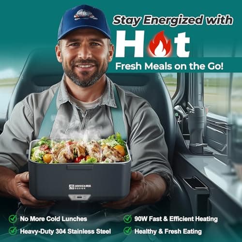 Annie & Mia Design Electric Lunch Box for Adults, 100w 3.5L 2-Layer Portable Food Warmer, Dual Mode 2.5L + 1L Heated Lunch Box for Adults, Home/Car/Office/Truck Use, Lonchera Eléctrica Portátil - Thumbnail 3