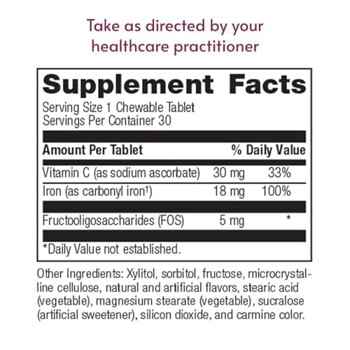 Bariatric Advantage Iron 18 mg with Vitamin C Chewable - Ferronyl Carbonyl Iron - Gentle on Stomach - Strawberry - 30 Count - Thumbnail 4