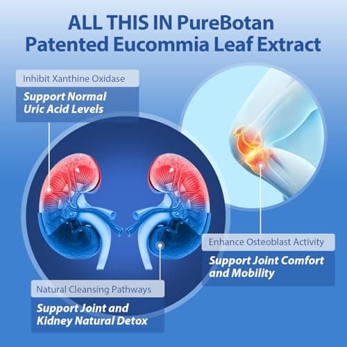 PureBotan Natural Purge Uric Acid Flush, Support Uric Acid Cleanse and Balance, Joints and Mobility, Tart Cherry, Celery Seed and Eucommia Leaf Extract, Feet and Joint Support Supplement, 60 Capsules - Thumbnail 3