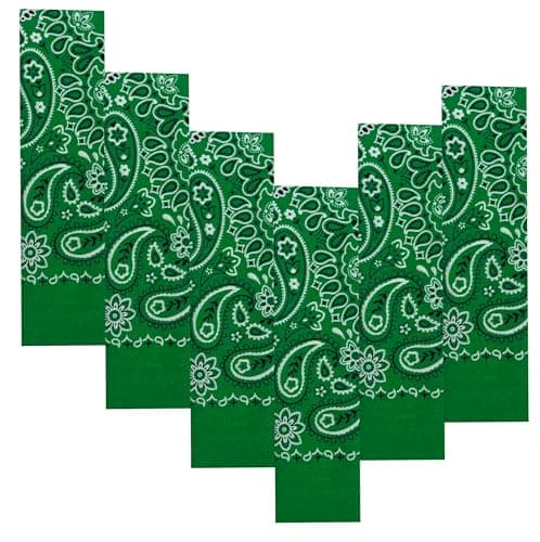 6-Pack Dark Green 100% Cotton Bandanas Gift Set – 22x22 Inch Paisley Head Wraps, Face & Neck Scarves, Multi-Purpose Accessories for Men & Women, Holiday & Everyday Gifting - Image 1